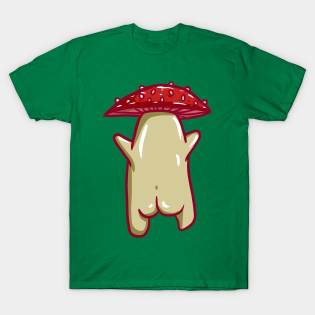 Mushroom Cartoon Mushie Character Back T-Shirt by Manfish Inc.